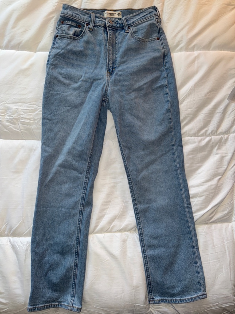 Light Blue Women's Ultra High-Rise Ankle Straight Jeans